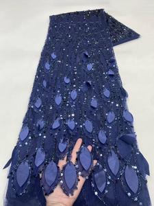 NI.AI Nouveau Style Feuille Forme Dentelle Brodée Brillant Sequin Dentelle Net Tissu Sequin Perlé Dentelle Tissu - Product Image 3