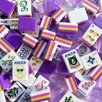 Jeu de Mahjong Américain en Acrylique Multicolore à Motifs Botaniques, Écologique, avec Tuiles Classiques et Jokers Colorés pour la Maison