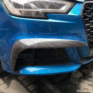 2 pièces de garnitures décoratives en fibre de carbone pour les prises d'air du pare-chocs avant et les séparateurs d'ailes pour Audi A3 A4 S3 S4 2017 2018 2019 - Product Image 6