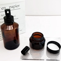 Épaule en pente ambre noir ensemble de soins de la peau bouteille de lotion contenants d'emballage de cosmétiques avec pot compte-gouttes noir avec couvercle