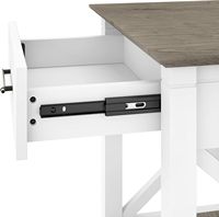Table d'appoint Bush Home avec tiroir, table de chevet, rangement pour salon et chambre, collection Key West, gris pierre, blanc pur, fabriqué en Chine