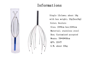 Zhedage 12 griffes araignée tête masseur pieuvre cheveux tête grattoir manuel masseur outil métal tête cuir chevelu masseur - Product Image 5
