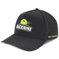 Casquette de golf HS41 Premium Sportive à 5 panneaux avec visière incurvée, imperméable, perforée au laser, broderie de logo personnalisée, pour l'aventure en plein air
