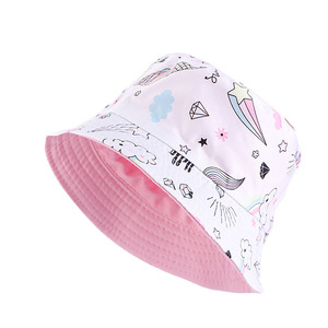 Sombrero de playa de verano de doble cara con estampado de dibujos animados para niños, sombrero de lavabo transpirable para ropa informal de bebé - Product Image 3