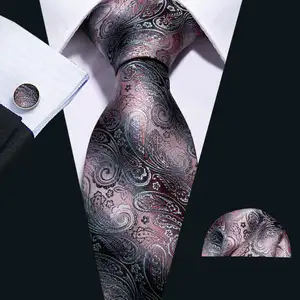 Hoge Kwaliteit Jacquard Luxe Mens Banden Paisley Italiaanse Zijde Stropdassen Sets