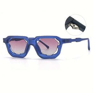 Lunettes de soleil carrées Y2K à monture petite et unique, avec logo personnalisé, tendance 2025, verres irréguliers UV400, style punk, pour hommes et femmes - Product Image 2