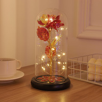 Rose LED sous Cloche en Verre, Fleur Artificielle Lumineuse, Cadeau Romantique pour la Saint-Valentin, Anniversaire, Vente en Gros