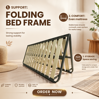 Lattes de lit métalliques pliables robustes, cadre de support métallique durable, design industriel antidérapant, gain de place, taille personnalisable, hôtel