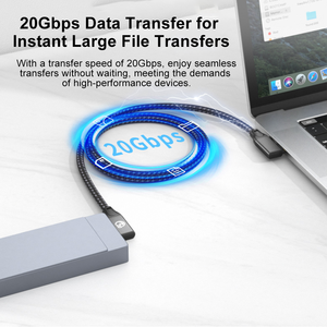 ULT-unite Cable USB3.2 Tipo-C en Ángulo <span class=keywords><strong>de</strong></span> 90 Grados, 1m-5m, Transferencia <span class=keywords><strong>de</strong></span> Datos <span class=keywords><strong>de</strong></span> 20Gbps, Conectores Trenzados Chapados en Oro para iPhone - Product Image 3