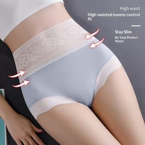 Mutande a Vita Alta in Modal Traspiranti e Confortevoli con Design Cucito che Appiattisce l'Addome Culottes Slip in <span class=keywords><strong>Pizzo</strong></span> da Donna - Product Image 1