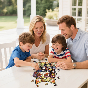 Joli <span class=keywords><strong>puzzle</strong></span> en <span class=keywords><strong>bois</strong></span> durable en forme de <span class=keywords><strong>chat</strong></span> avec lunettes et tirelire intégrée pour enfants et adultes - Product Image 6