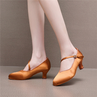 Chaussures d'entraînement de performance de salle de bal en satin de soie chaussures de danse de tango pour femmes chaussures de danse modernes à talons hauts pour femmes