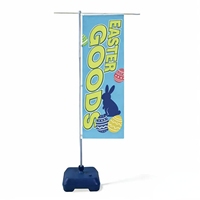 Support de drapeau compact de 3 m avec base remplissable d'eau et structure en plastique imitation aluminium pour une utilisation en intérieur/extérieur