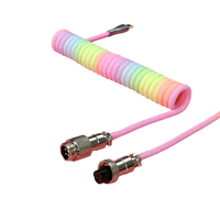 Câble de clavier mécanique rétractable USB-C vers USB-A avec connecteur aviateur détachable, conducteur en cuivre pur et nylon pour tablettes de jeu