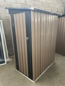 5*3 FT Hangar <span class=keywords><strong>de</strong></span> stockage extérieur Hangars <span class=keywords><strong>de</strong></span> stockage <span class=keywords><strong>de</strong></span> patio en métal avec portes verrouillables pour vélo, arrière-cour, piscine et jardin, marron - Product Image 6