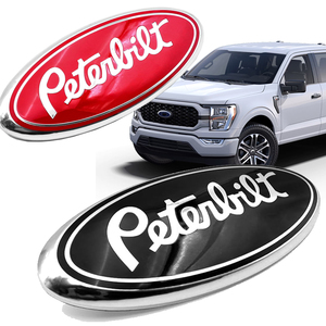 Pegatina con logotipo personalizado, placa ovalada negra y plateada para <span class=keywords><strong>F150</strong></span> F250 Ranger Peterbilt, capó de coche, parrilla delantera, emblema de insignia para maletero - Product Image 1