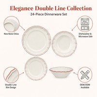 Service de table 24 pièces en porcelaine fine, luxe, céramique, assiettes modernes européennes nordiques pour cuisine, maison, hôtel, mariage