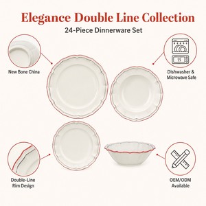 Service de table 24 pièces en porcelaine fine, luxe, céramique, <span class=keywords><strong>assiettes</strong></span> modernes européennes nordiques pour cuisine, maison, hôtel, mariage - Product Image 2
