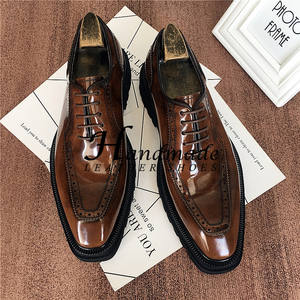 Chaussures en cuir décontractées - cuir véritable pour homme, finition peinture nacrée haut de gamme, chaussures de mariage pour le marié - Product Image 2