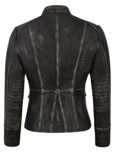 Chaleco de Mujer Personalizado 100% Cuero Nappa Negro Vintage Genuino, Corte Clásico, Marca Privada OEM/ODM, Venta al Por Mayor, Minimalista - Product Image 4