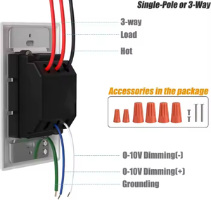Mỹ nhà 3-Gang đơn cực 3-Way trong tường trượt AC dimmer điều khiển PC vật liệu Rocker chuyển LED chiếu sáng tương thích - Product Image 6