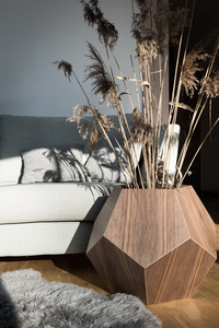 Cama Cueva de gato MDF chapada en madera de nogal moderna, muebles para mascotas, mesa auxiliar geométrica - Product Image 5