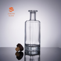Bouteille en verre transparente carrée de 750 ml avec bouchon en liège, bouteille de tequila, logo personnalisable