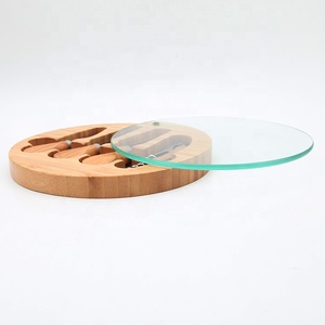 Tablero de corte de <span class=keywords><strong>cristal</strong></span> con herramientas de queso y vino conjunto caliente vender queso junta de Bambú - Product Image 6