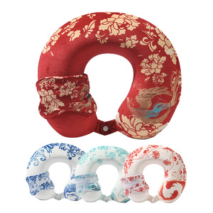 Chinese Stijl Patroon U-Vormig Kristal Fluwelen Traagschuim Hals Kussen Nieuw Ontwerp Geheugen Voor Reizen - Product Image 1