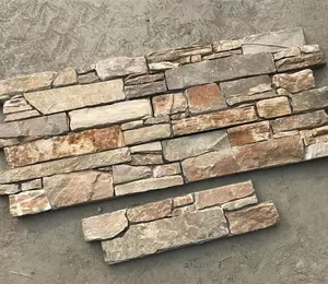 Внешний натуральный сланцевый камень, Золотая облицовочная Каменная Панель для украшения стен