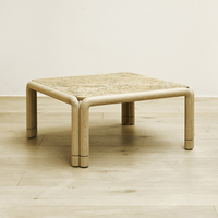 Offre Spéciale moderne table basse en bois massif personnalisée avec tabouret en pierre salon de l'hôtel villa ensemble de meubles de maison