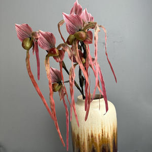 Ramo Decorativo <span class=keywords><strong>de</strong></span> Paphiopedilum Realista Hecho a Mano para Decoración del Hogar y Oficina, Flores <span class=keywords><strong>de</strong></span> Plástico, Planta Artificial - Product Image 5