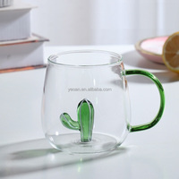 Taza de Agua de Vidrio de Borosilicato Transparente Resistente al Calor con Asa de Animal de Dibujos Animados en 3D, Varios Estilos, Regalo Promocional, Venta al por Mayor