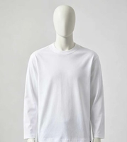 T-shirt à manches longues pour homme, col rond, 100% coton jersey, respirant, uni, basique, décontracté, possibilité d'ajouter un logo personnalisé, OEM