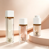 Flacon pompe sans air avec bouchon en plastique pour sérum de soin de la peau, crème pour le visage, lotion et nettoyant facial