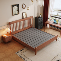 Lit en bois massif chambre principale nordique moderne simple lit double king style rétro français cadre de lit queen de 1.8m