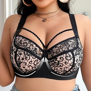 Soutien-gorge en dentelle push-up pour femmes de tous les jours respirant 3/4 tasses antidérapant Triangle sangle sans couture tricoté soutien-gorge licou - Product Image 1