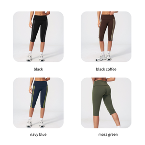 Pantalon de yoga taille repliable tendance, coupe ajustée, séchage rapide, effet galbant fessier, legging de <span class=keywords><strong>sport</strong></span> <span class=keywords><strong>capri</strong></span> pour <span class=keywords><strong>femme</strong></span> - Product Image 2