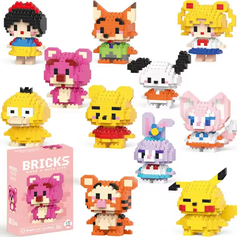 Puzzle permainan partikel kecil berlian mikro blok Anime Poke blok bangunan mainan karakter kartun partikel kecil blok mikro