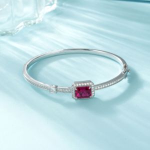 Brazalete de Plata 925 con Rubí Cultivado en Laboratorio para Mujer, Brazalete Elegante y Lujoso con un Brillo Espléndido - Product Image 3