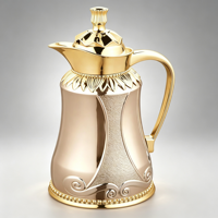 Thermos isotherme personnalisé en acier inoxydable doré et argenté, style Dallah arabe, isolation 12-24 heures, pour thé et café, avec pot en verre rose pour les fêtes