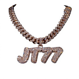 Collar con Colgante de Diamante Chapado en Oro Rosa de 18K, Estilo Hiphop, Unisex, Uso Diario, Corte Brillante, Regalo Natural, IGI - Product Image 1