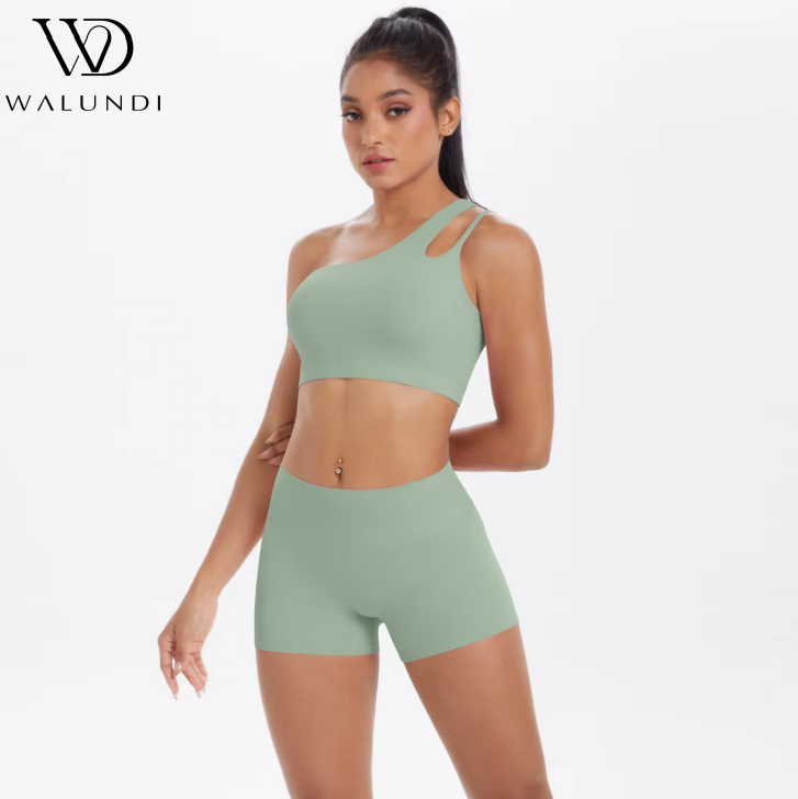 Yoga Set New Design Women's Fitness Suit One-shoulder Beautiful Back Tight Buttocks Lift Quick-dry Running Fitness Two-piece Set