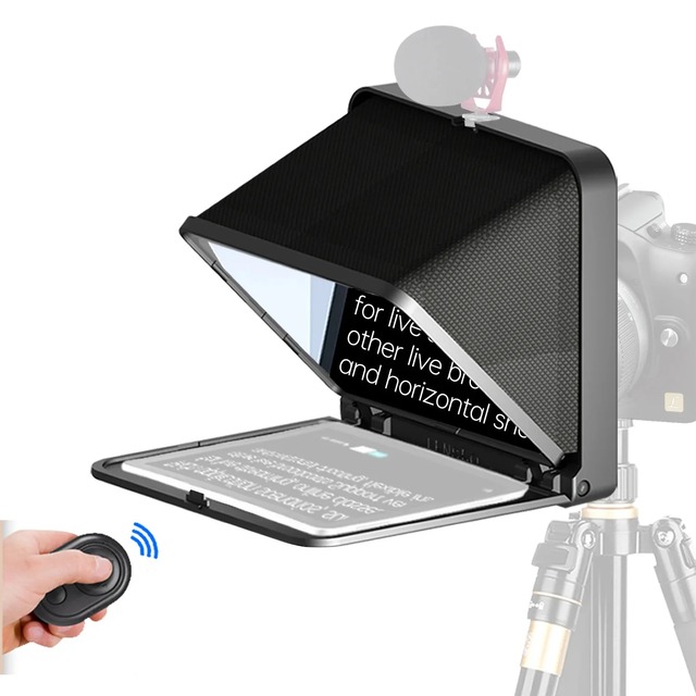 TC7 Fold Prompter Portable Teleprompter for Phone Camera for Live Interview Video for 7.9 Inch Tablet iPad Smartphone