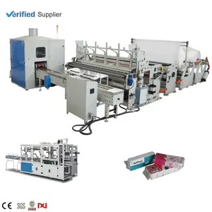 Production line rewinding embossed toilet paper machine with cutting and packing