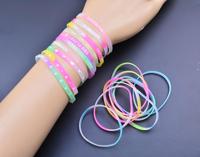 Bracelet en silicone fluorescent lumineux de 5 mm de large, motif cœur et lettres anglaises imprimées, tendance et exotique, pour filles, idéal pour les voyages