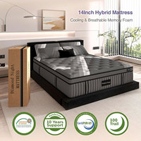 Matelas hybride de poche en mousse de soutien de 14 pouces de qualité hôtelière 5 étoiles Design moderne King Size-pour parc d'hôpital de chambre d'école