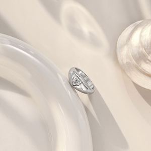 Bague Dylam personnalisée pour femmes et filles, en argent S925 plaqué or, surface polie, forme cœur, zirconium 5A - Product Image 6
