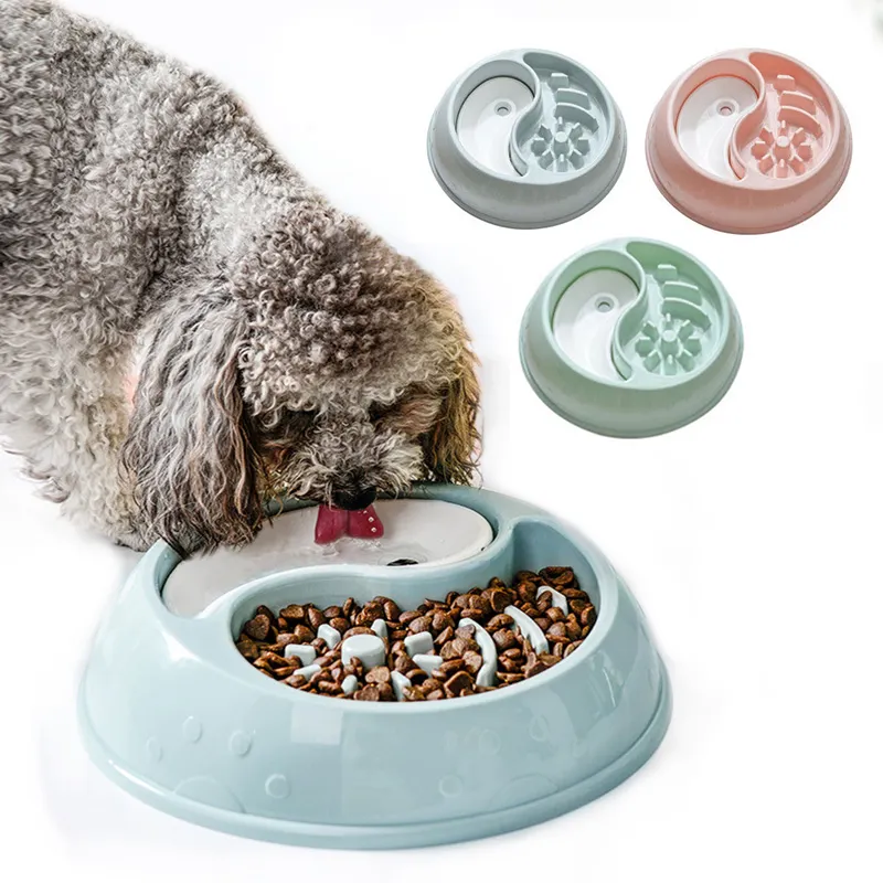 L'acqua per alimenti di vendita calda 2 in 1 ciotola per cani con alimentatore lento riduce la ciotola antiscivolo per mangiare lentamente mangiatoia lenta per mangiatoie veloci