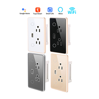 Prise murale standard américaine TYSH, interrupteur tactile intelligent Tuya WiFi Zigbee, double prise 10A, aluminium et verre, 3 ports USB, CE pour
